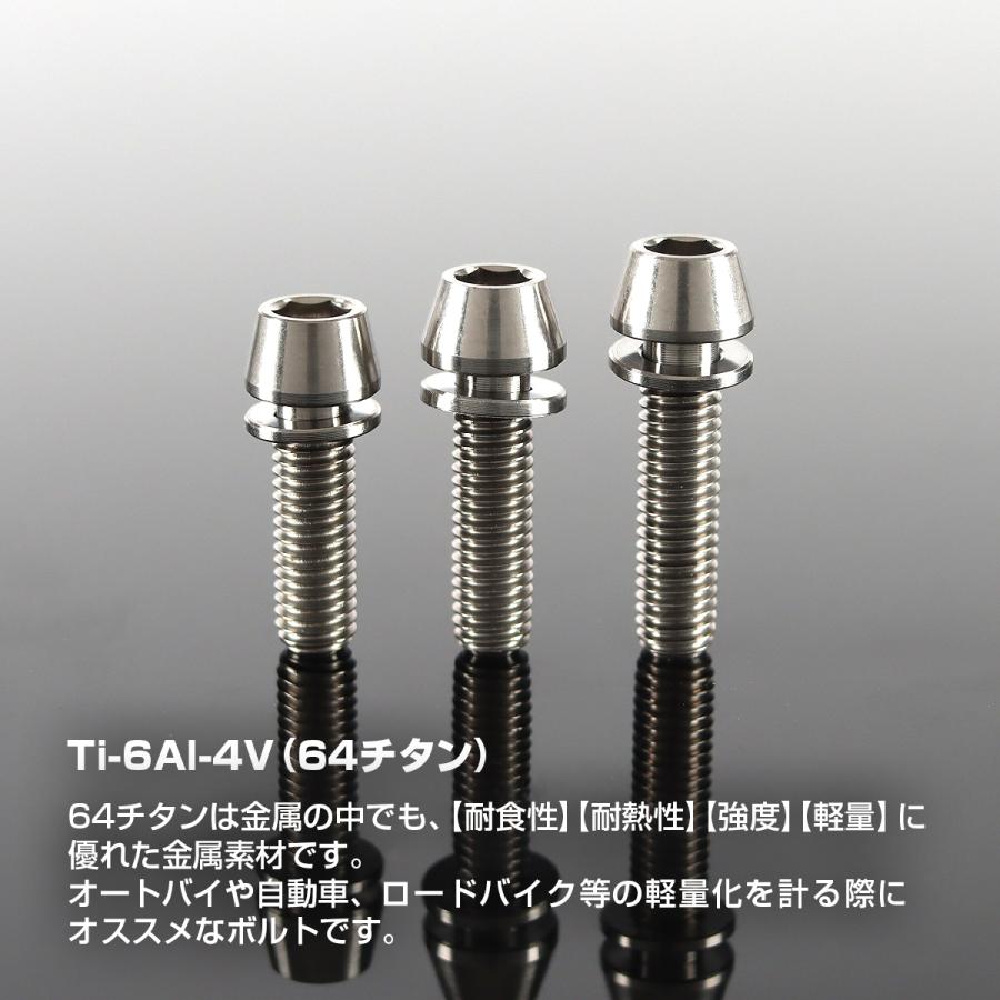チタンボルト M5×16mm P0.8 ワッシャー組込 ステムボルト 六角穴付き シルバーカラー 1個 JA293 | TECHーMASTER | 01