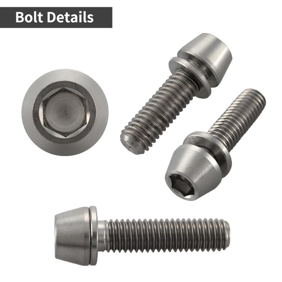 チタンボルト M5×16mm P0.8 ワッシャー組込 ステムボルト 六角穴付き シルバーカラー 1個 JA293 | TECHーMASTER | 02