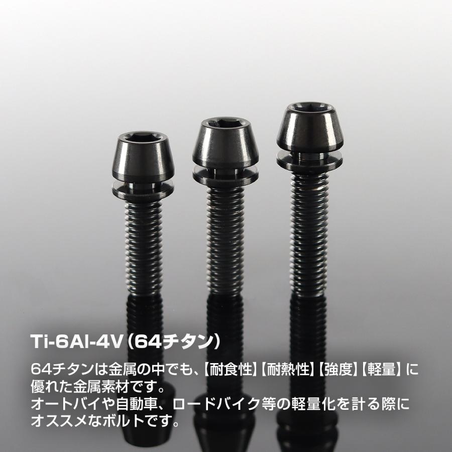 チタンボルト M5×16mm P0.8 ワッシャー組込 ステムボルト 六角穴付き ブラック 1個 JA296 | TECHーMASTER | 01