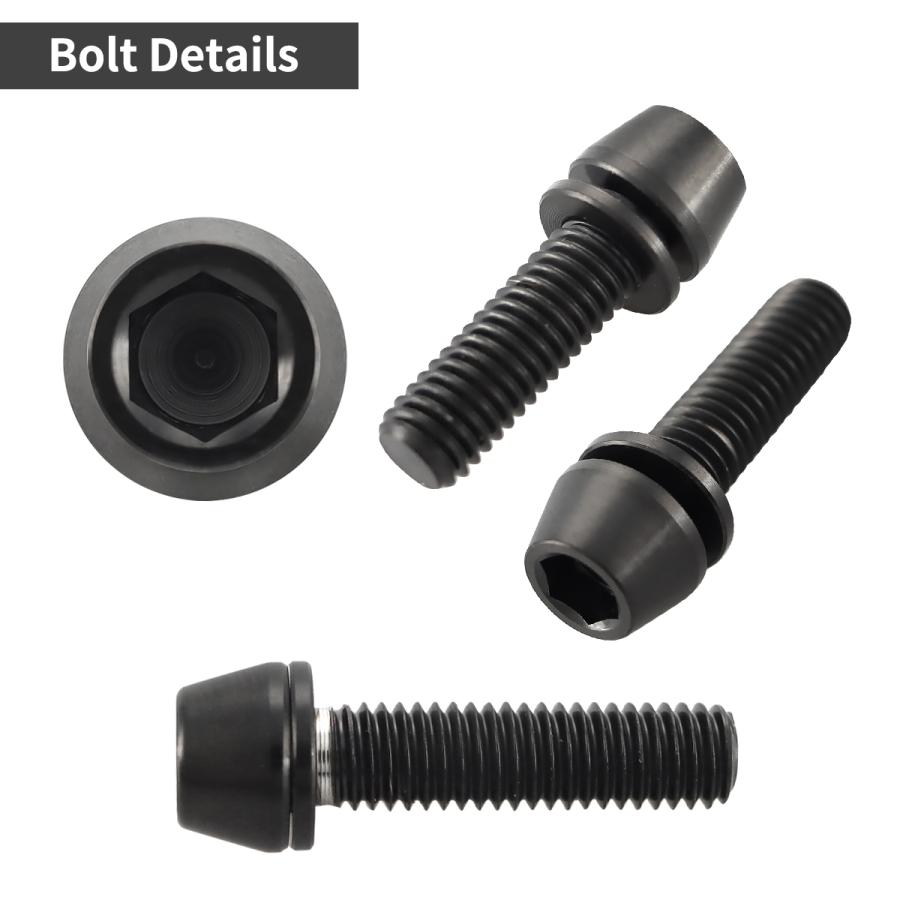 チタンボルト M5×16mm P0.8 ワッシャー組込 ステムボルト 六角穴付き ブラック 1個 JA296 | TECHーMASTER | 02