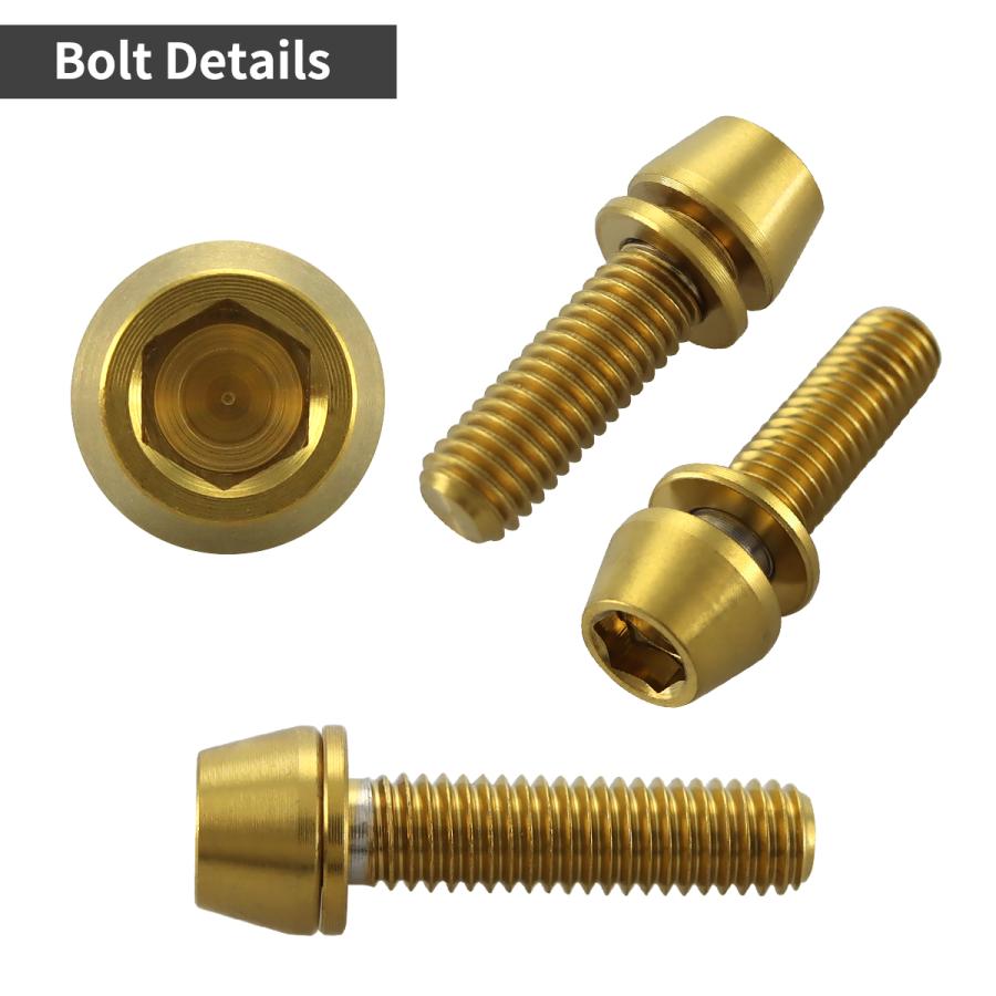 チタンボルト M5×18mm P0.8 ワッシャー組込 ステムボルト 六角穴付き ゴールドカラー 1個 JA299 | TECHーMASTER | 02