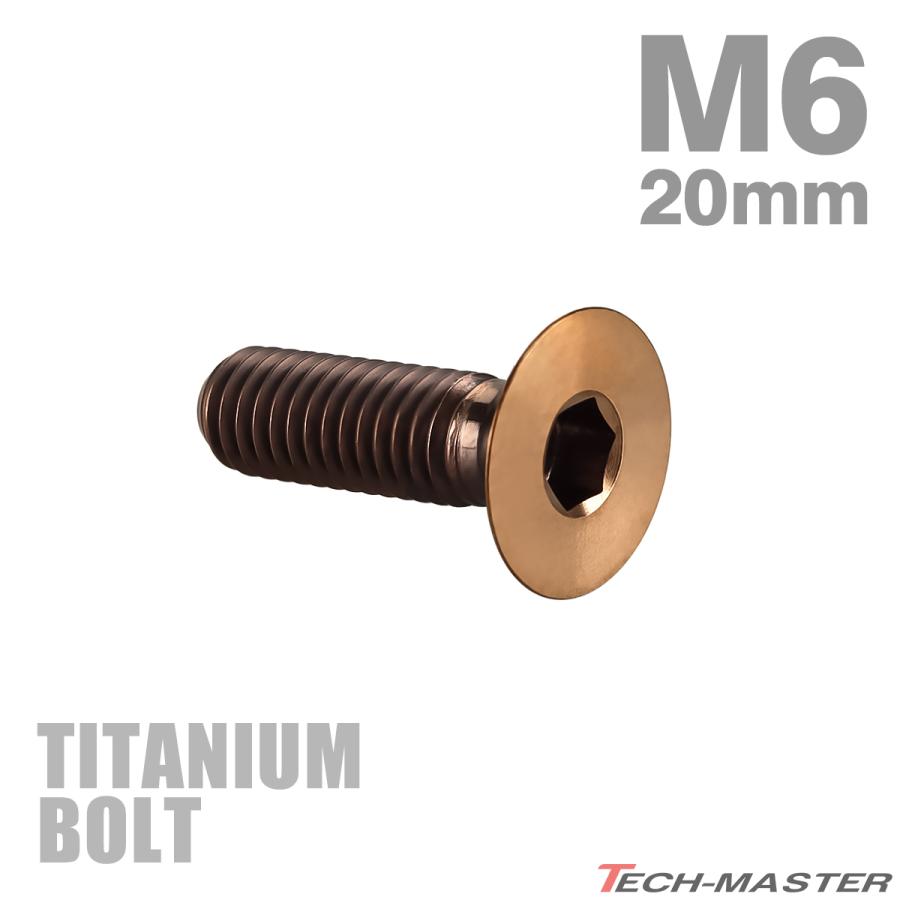 チタンボルト M6×20mm P1.0 皿ボルト 六角穴付き キャップボルト ブロンズカラー 1個 JA3022 | TECHーMASTER