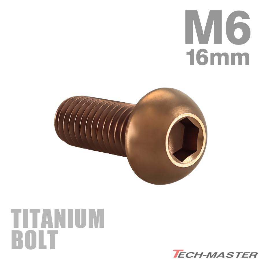チタンボルト M6×16mm P1.0 トラスヘッド 六角穴付き ボタンボルト ブロンズ 1個 JA3113 | TECHーMASTER