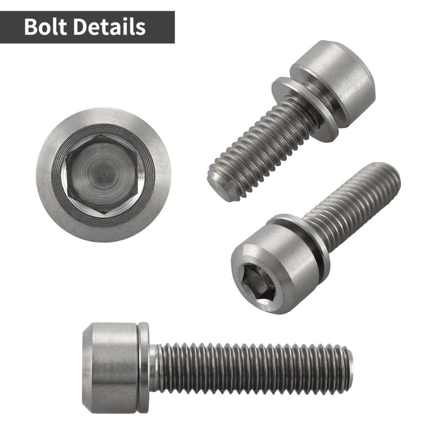 チタンボルト M5×20mm P0.8 ワッシャー組込 六角穴付き キャップボルト シルバーカラー 素地 1個 JA317 | TECHーMASTER | 02