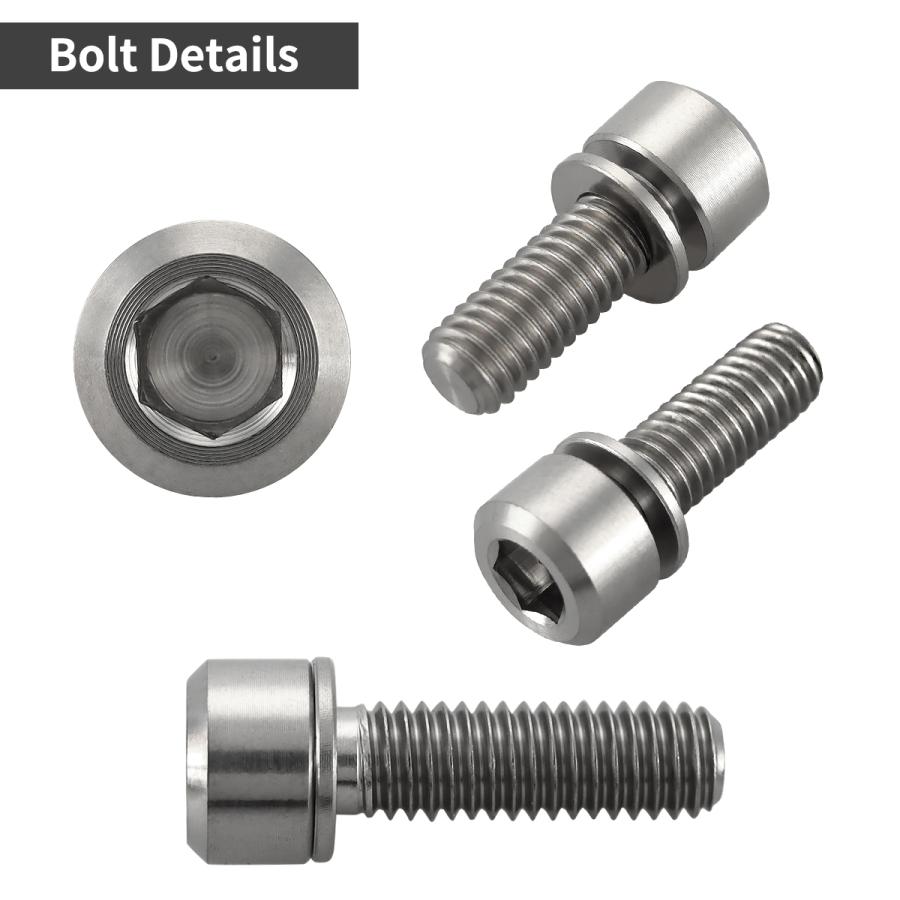 チタンボルト M6×16mm P1.0 ワッシャー組込 六角穴付き キャップボルト シルバーカラー 素地 1個 JA321 | TECHーMASTER | 02