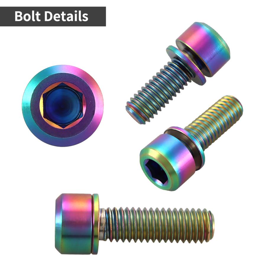 チタンボルト M6×16mm P1.0 ワッシャー組込 六角穴付き キャップボルト チタンカラー レインボー 1個 JA322 | TECHーMASTER | 02