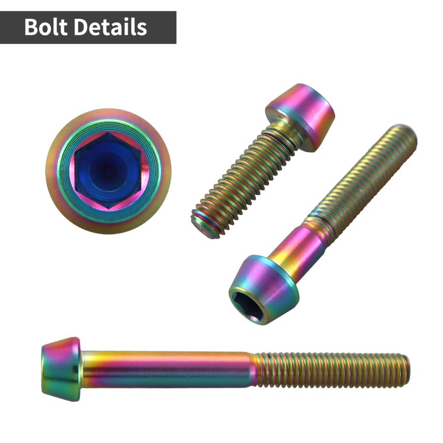 チタンボルト M5×10mm P0.8 テーパーヘッド 六角穴付き キャップボルト チタンカラー レインボー 1個 JA334 | TECHーMASTER | 02