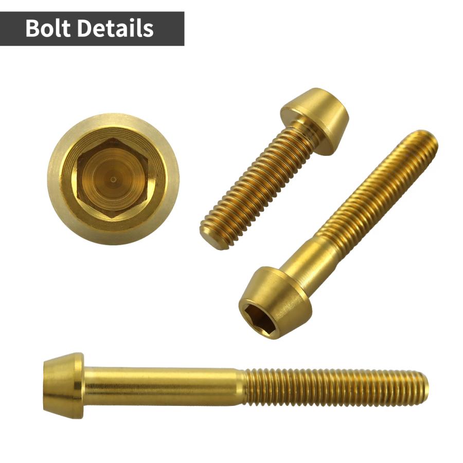 チタンボルト M5×10mm P0.8 テーパーヘッド 六角穴付き キャップボルト ゴールドカラー 1個 JA335 | TECHーMASTER | 02