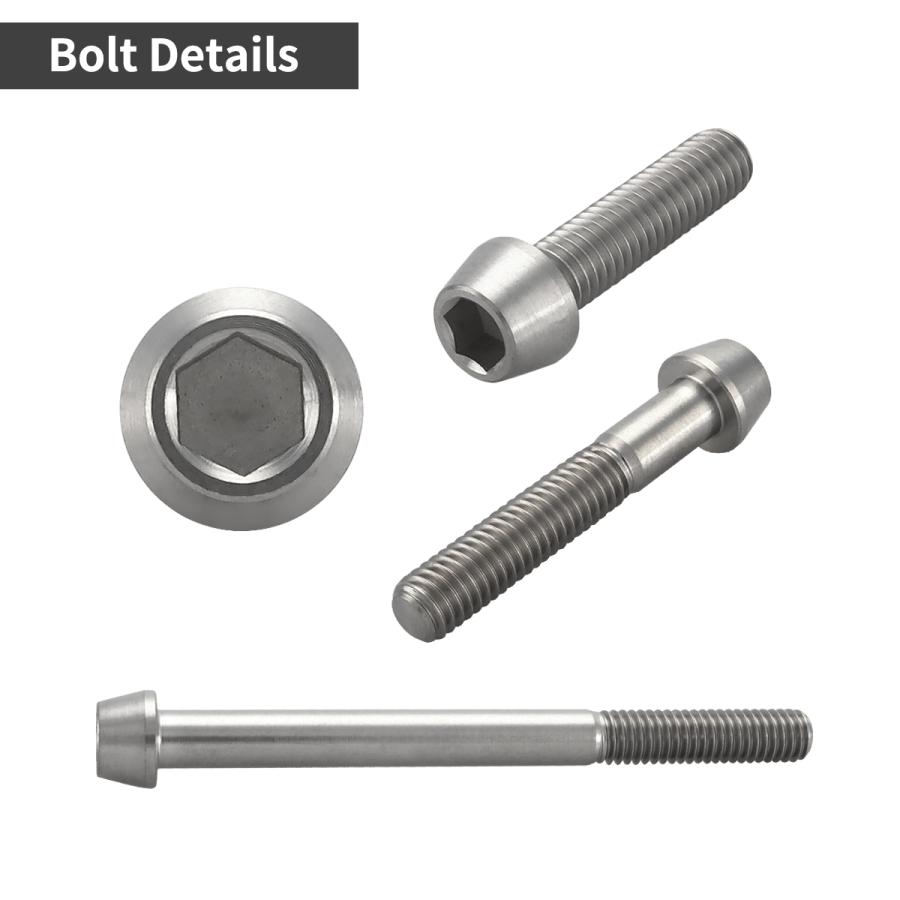 チタンボルト M6×125mm 1.0 テーパーヘッド 六角穴付き キャップボルト シルバーカラー 1個 JA4029 | TECHーMASTER | 02
