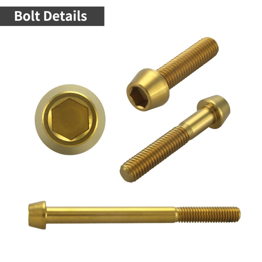 チタンボルト M6×28mm 1.0 テーパーヘッド 六角穴付き キャップボルト ゴールドカラー 1個 JA4066 | TECHーMASTER | 02