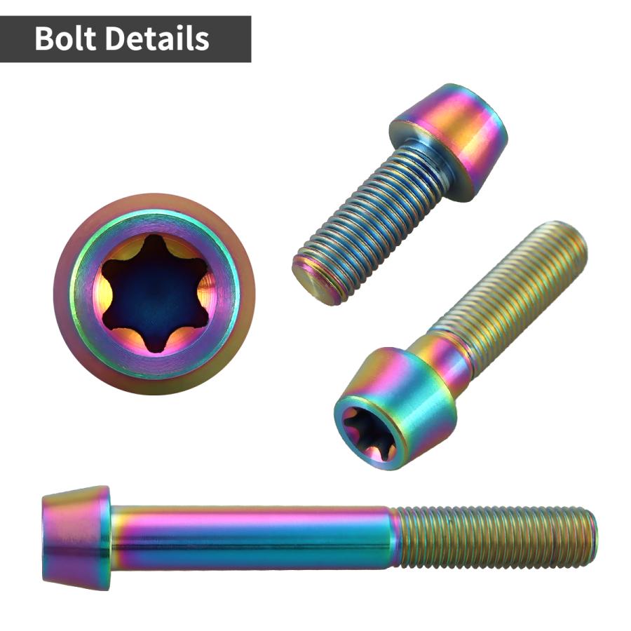 チタンボルト M10×65mm 1.25 テーパーヘッド トルクス穴付き キャップボルト チタンカラー レインボー 1個 JA409 | TECHーMASTER | 02