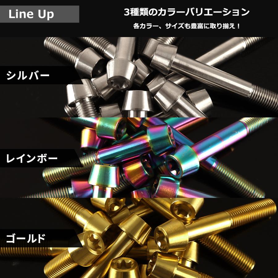 チタンボルト M10×65mm 1.25 テーパーヘッド トルクス穴付き キャップボルト チタンカラー レインボー 1個 JA409 | TECHーMASTER | 03