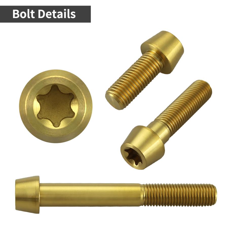 チタンボルト M10×65mm 1.25 テーパーヘッド トルクス穴付き キャップボルト ゴールドカラー 1個 JA410 | TECHーMASTER | 02