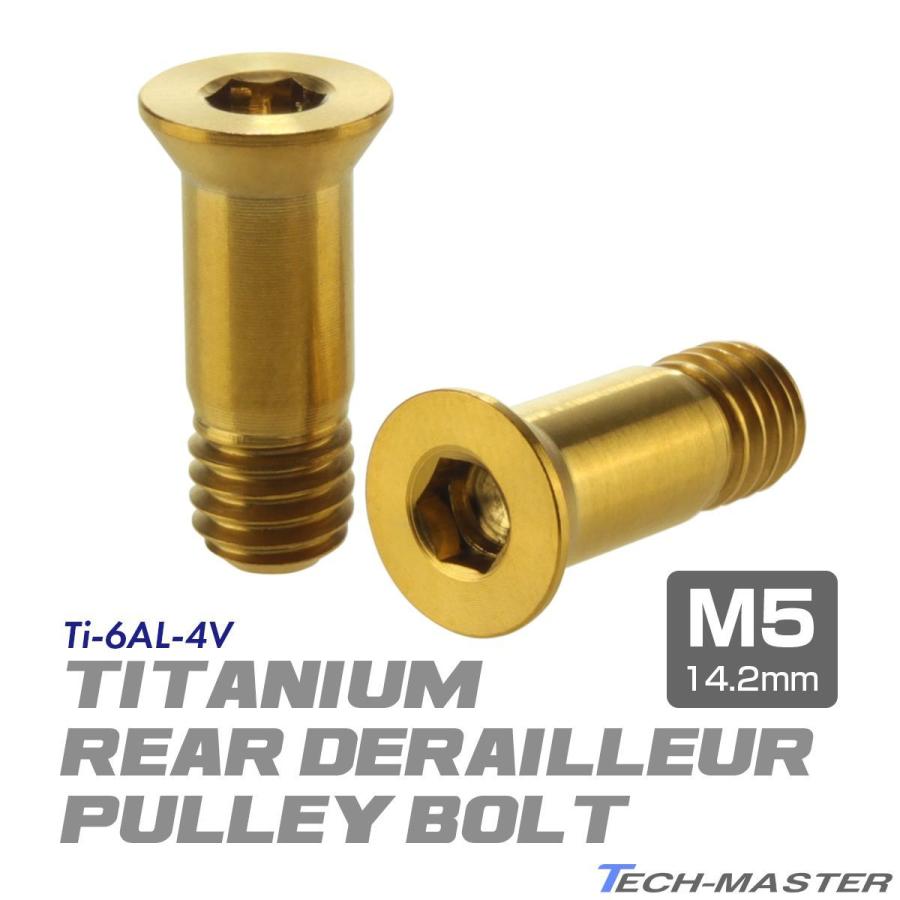 ディレーラープーリー ボルト 64チタン製 M5×14.2mm ゴールド 2個セット JA469 | TECHーMASTER