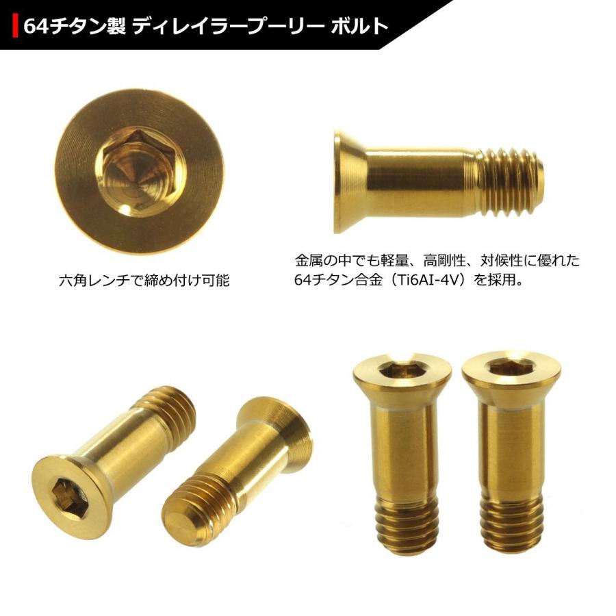 ディレーラープーリー ボルト 64チタン製 M5×14.2mm ゴールド 2個セット JA469 | TECHーMASTER | 02