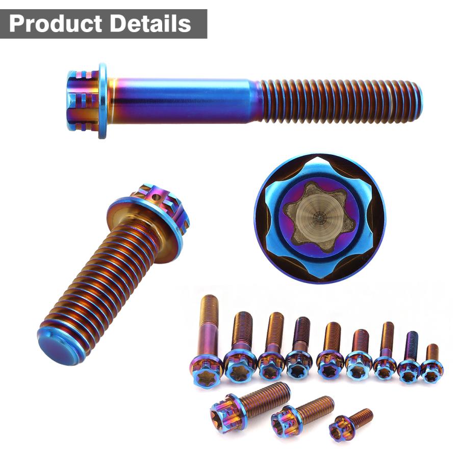 チタンボルト M8×20mm P1.25 フランジ付き六角ボルト T型 トルクス穴付き ヘキサゴン デザイン 焼きチタンカラー 1個 JA543 | TECHーMASTER | 02