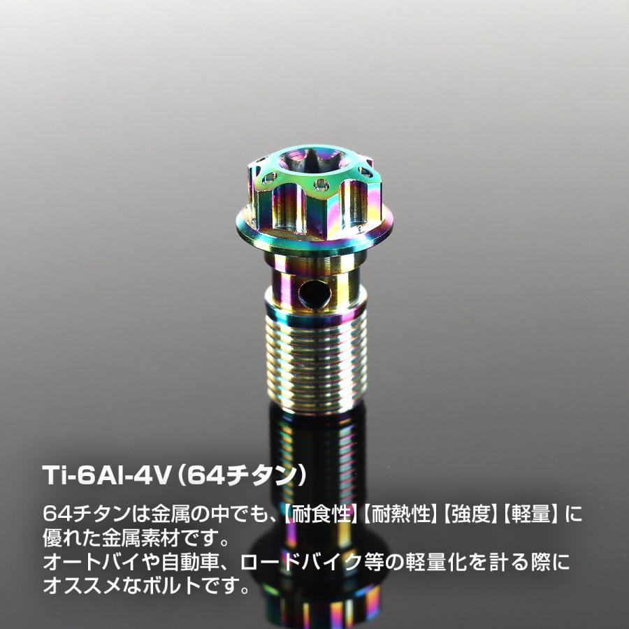 バンジョーボルト 64チタン M10 P1.0 シングル ブレーキライン トルクスヘッド 焼きチタンカラー ライトカラー JA609 | TECHーMASTER | 01
