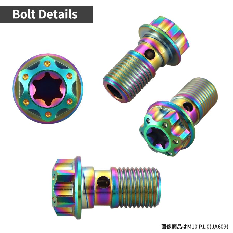 バンジョーボルト 64チタン M10 P1.0 シングル ブレーキライン トルクスヘッド 焼きチタンカラー ライトカラー JA609 | TECHーMASTER | 02