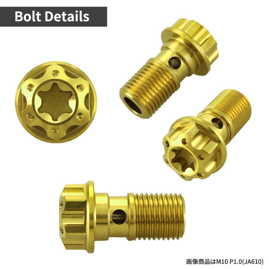 バンジョーボルト 64チタン M10 P1.0 シングル ブレーキライン トルクスヘッド ゴールド JA610 | TECHーMASTER | 02