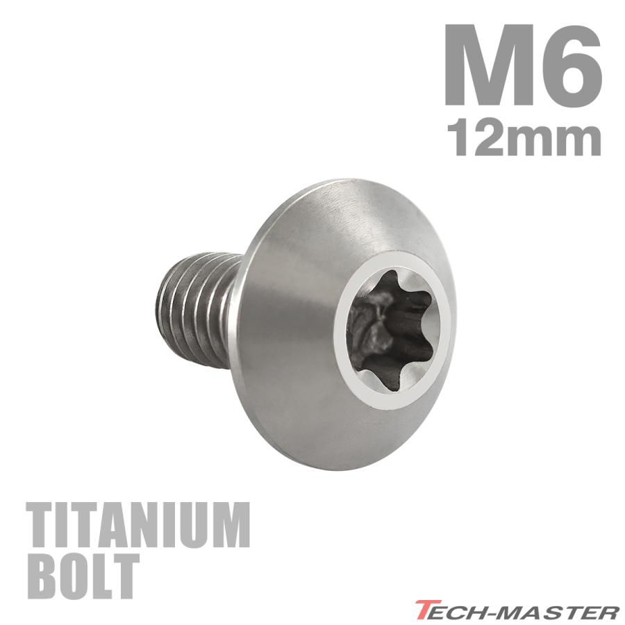 チタンボルト M6×12mm P1.0 テーパーヘッド トルクス穴 ボタンボルト シルバー 1個 JA625 | TECHーMASTER