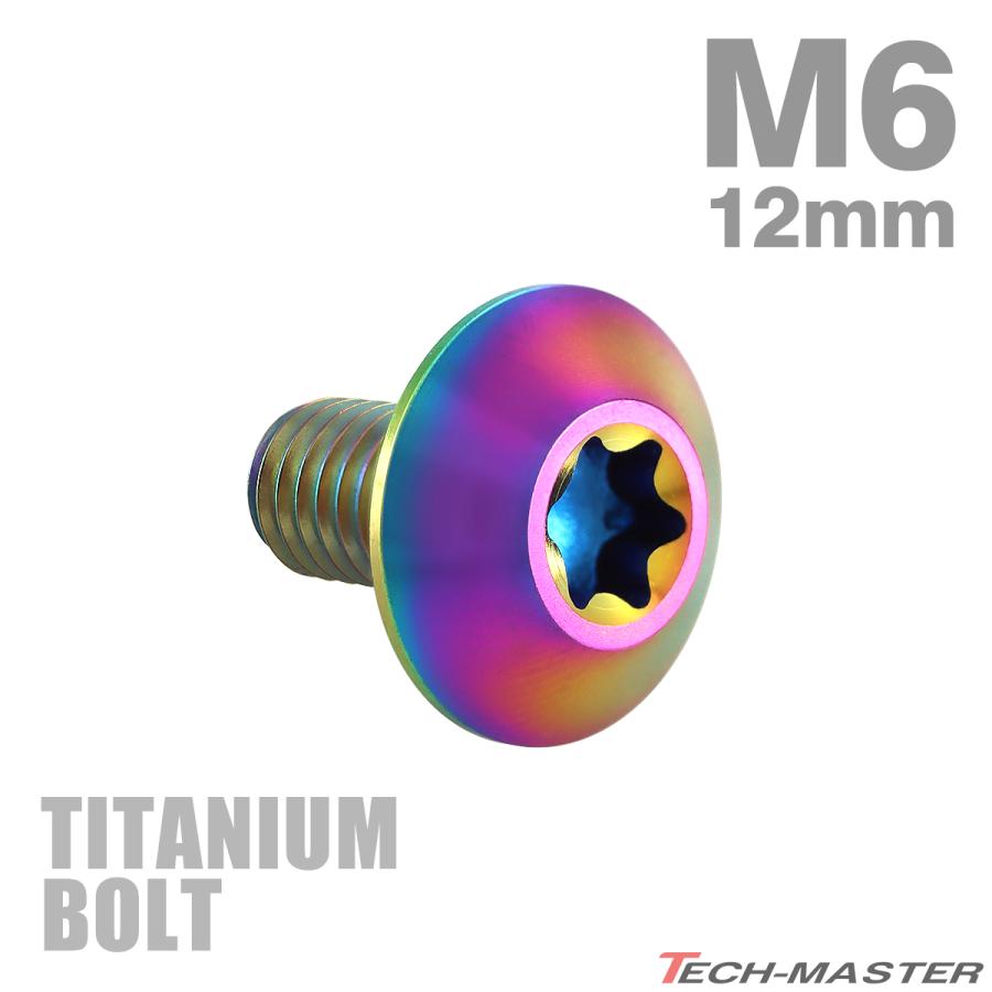 チタンボルト M6×12mm P1.0 テーパーヘッド トルクス穴 ボタンボルト レインボー 1個 JA626 | TECHーMASTER