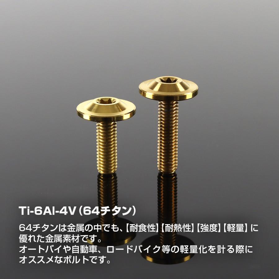 チタンボルト M5×20mm P0.8 トルクス穴 フランジ付き ボタンボルト ゴールドカラー 1個 JA649 | TECHーMASTER | 01
