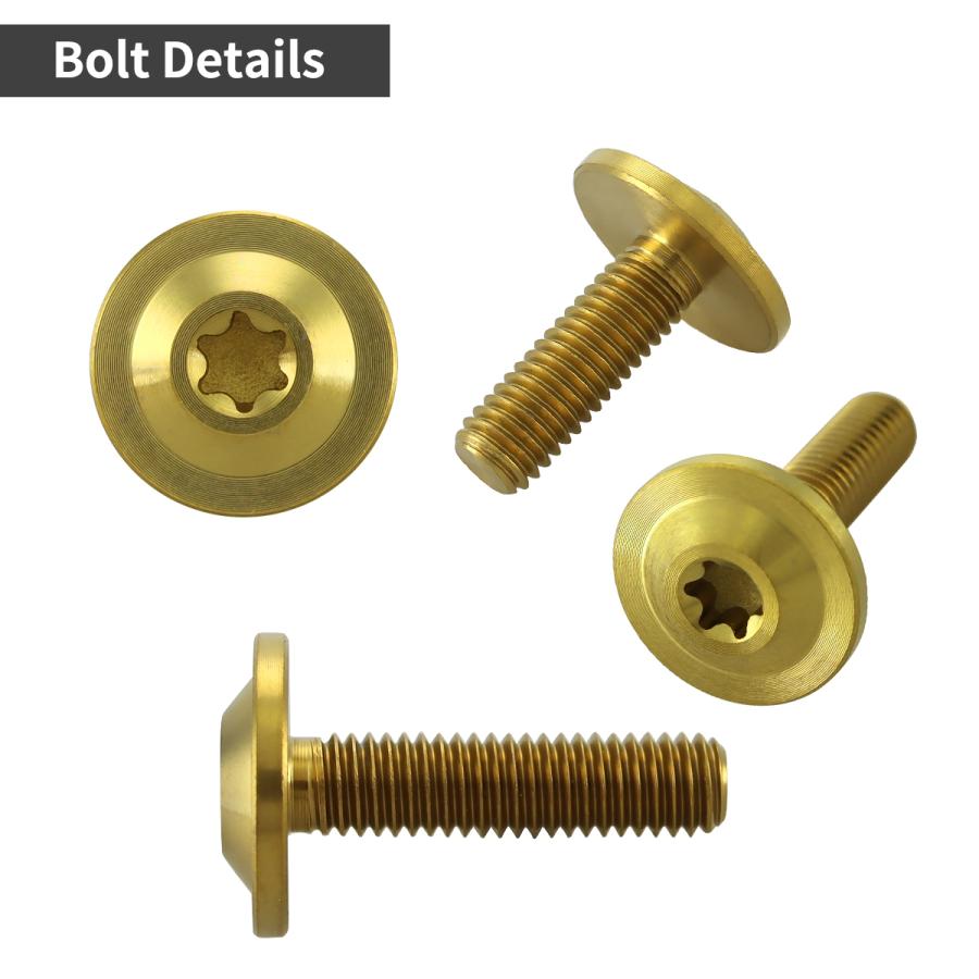 チタンボルト M5×20mm P0.8 トルクス穴 フランジ付き ボタンボルト ゴールドカラー 1個 JA649 | TECHーMASTER | 02