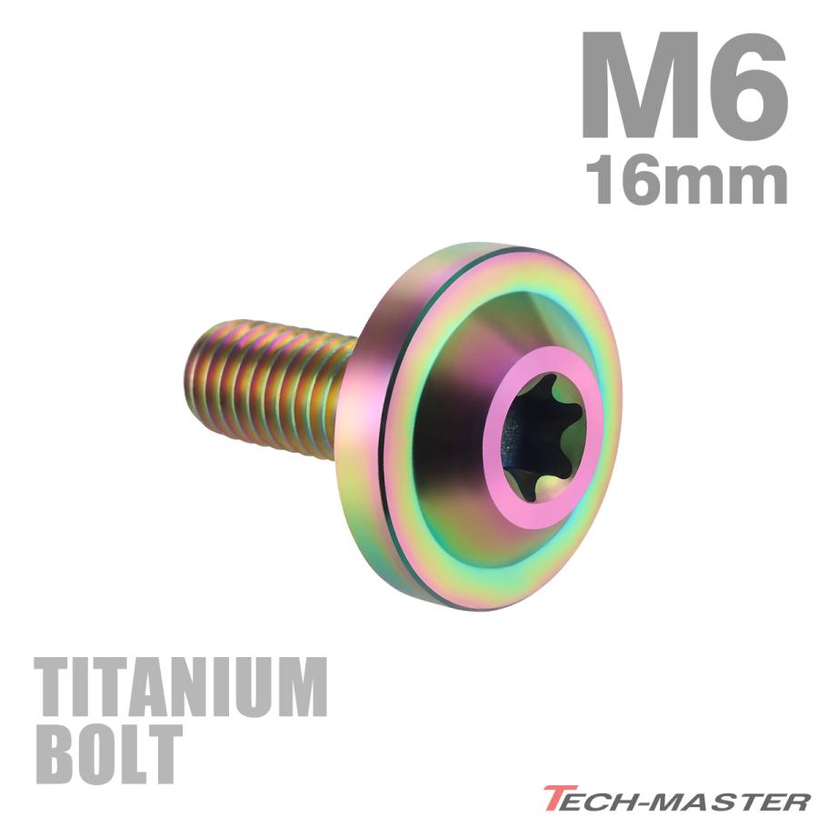 チタンボルト M6×16mm P1.0 トルクス穴 フランジ付き ボタン