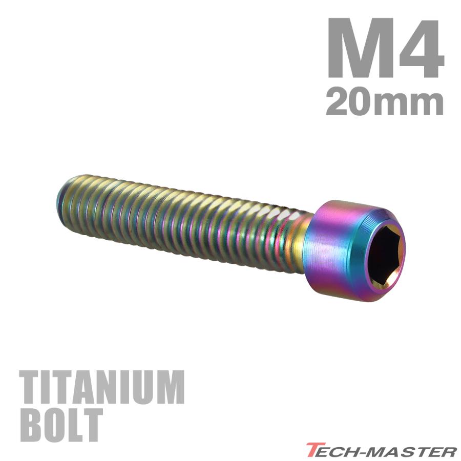 ディレーラー 調整ボルト 64チタン製 M4×20mm P0.7 H/L 六角穴付き チタンカラー レインボー 1個 JA684 | TECHーMASTER