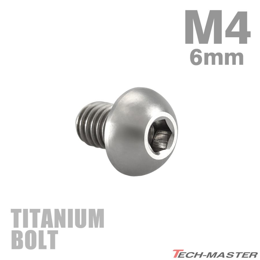 チタンボルト M4×6mm P0.7 トラスヘッド 六角穴付き ボタンボルト シルバー 素地 1個 JA689 | TECHーMASTER