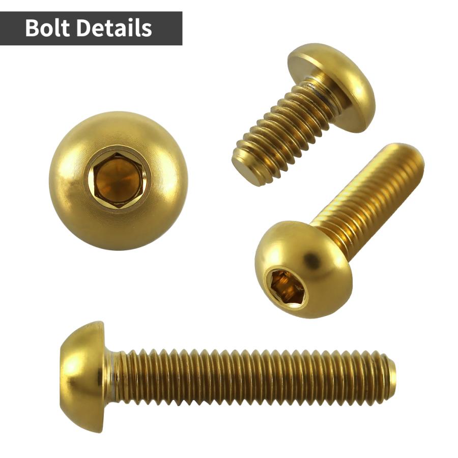チタンボルト M4×15mm P0.7 トラスヘッド 六角穴付き ボタンボルト ゴールド 1個 JA700 | TECHーMASTER | 02