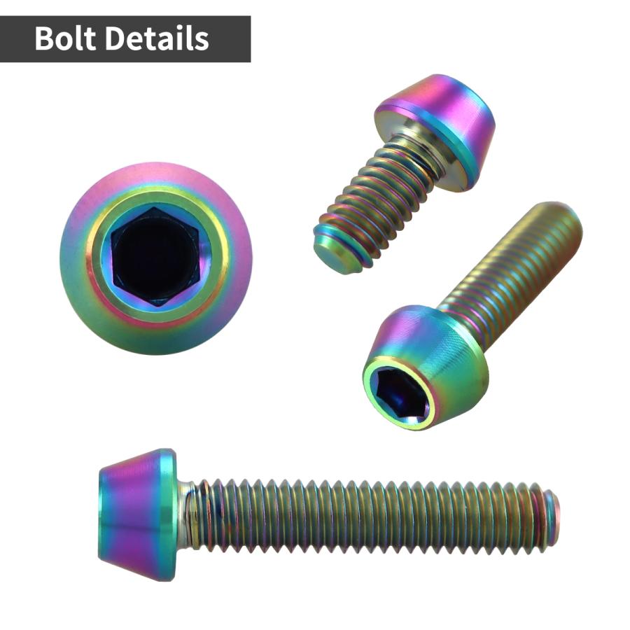 チタンボルト M4×15mm P0.7 テーパーヘッド 六角穴付き キャップボルト チタンカラー レインボー 1個 JA708 | TECHーMASTER | 02