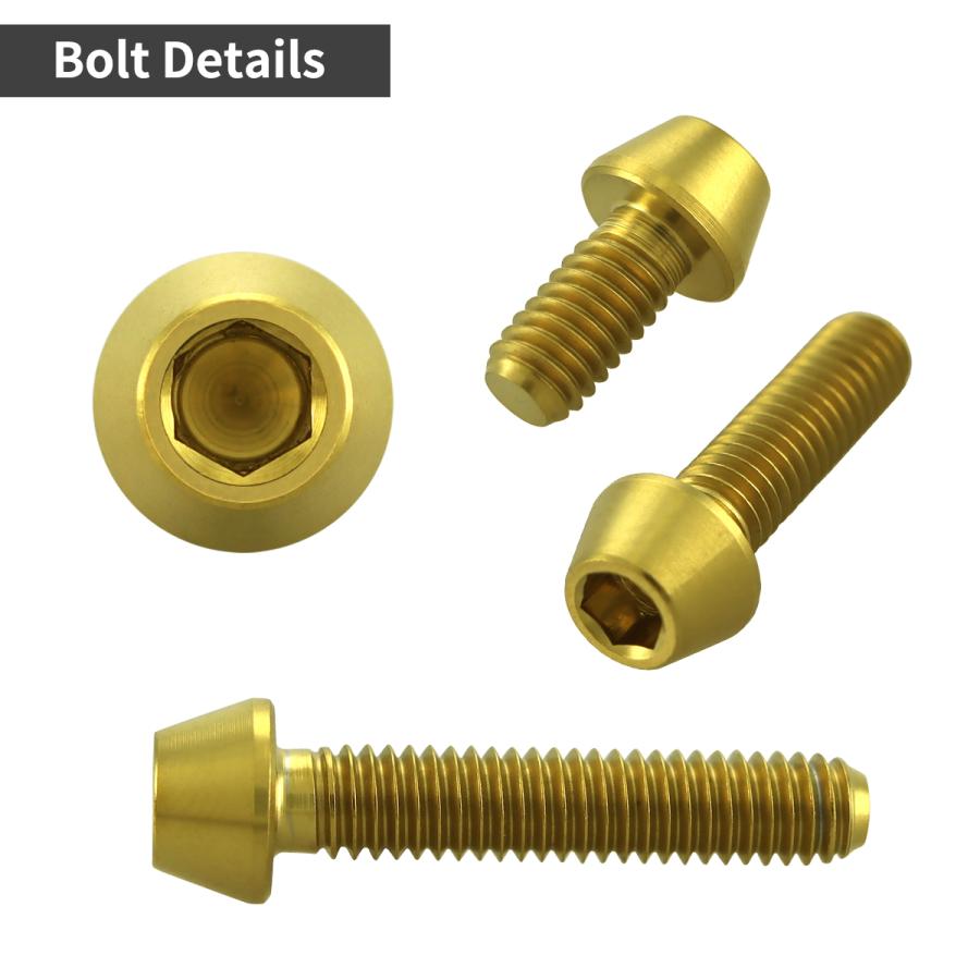 チタンボルト M4×15mm P0.7 テーパーヘッド 六角穴付き キャップボルト ゴールドカラー 1個 JA709 | TECHーMASTER | 02