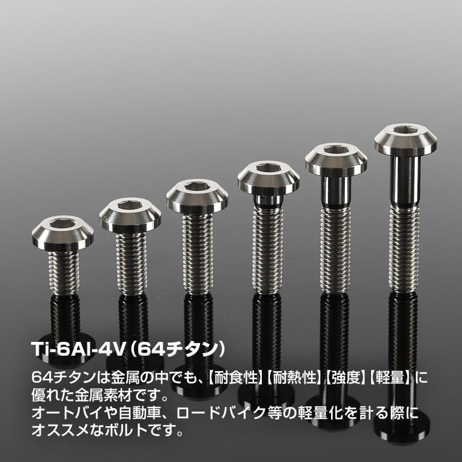 TECHーMASTER チタンボルト M8×30mm P1.25 テーパーヘッド 六角穴