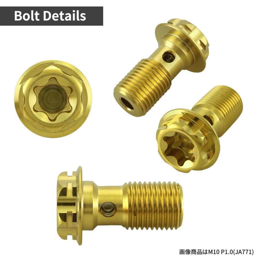 バンジョーボルト 64チタン M10 P1.0 シングル ブレーキライン ゴールドカラー JA771 | TECHーMASTER | 02