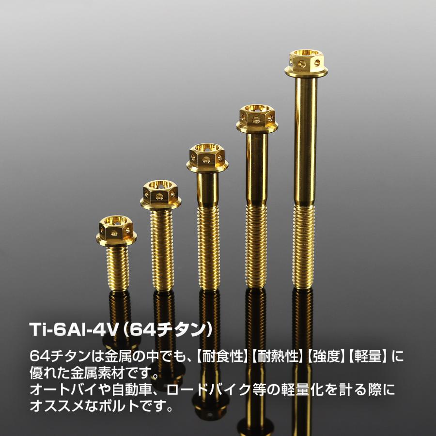 チタンボルト M6×20mm P1.0 キャップボルト フランジ付 ゴールドカラー 1個 JA783 | TECHーMASTER | 01