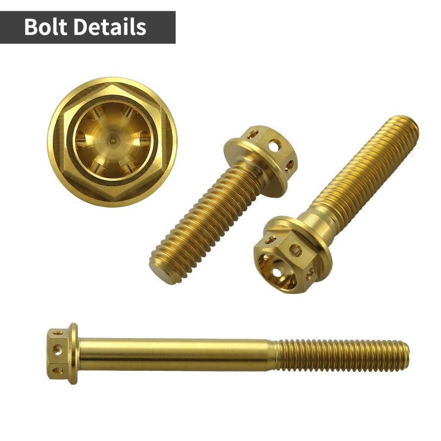 チタンボルト M6×20mm P1.0 キャップボルト フランジ付 ゴールドカラー 1個 JA783 | TECHーMASTER | 02