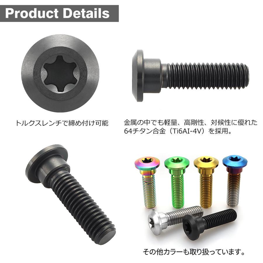 64チタン ブレーキディスク ローター ボルト  M8×30mm P1.25 トルクス穴 カワサキ車用 KAWASAKI ブラック JA819｜tmst｜03