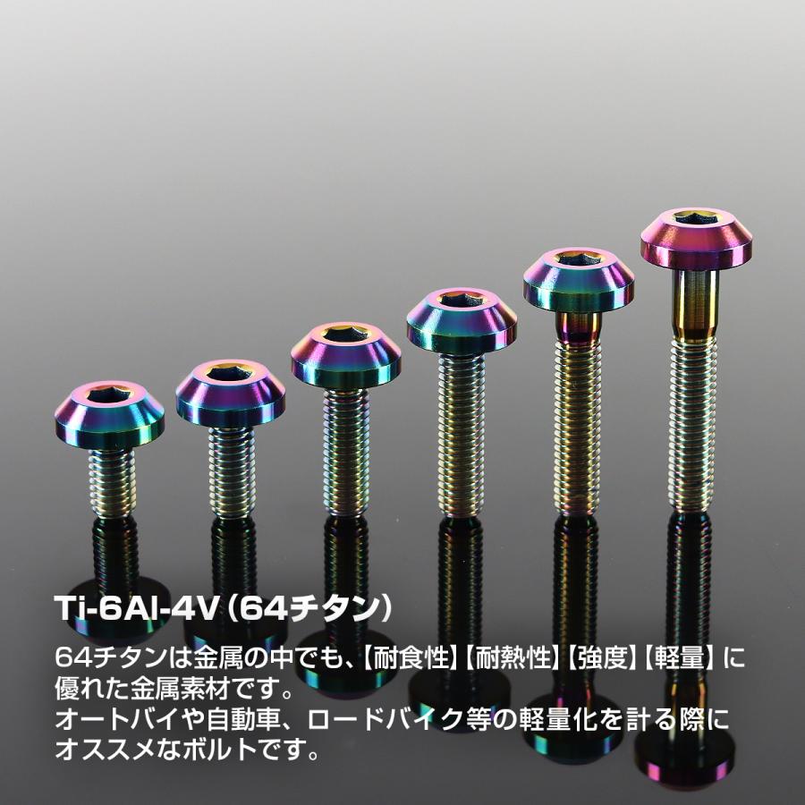 チタンボルト M6×15mm P1.0 テーパーヘッド 六角穴 ボタンボルト レインボー 1個 JA850 | TECHーMASTER | 01
