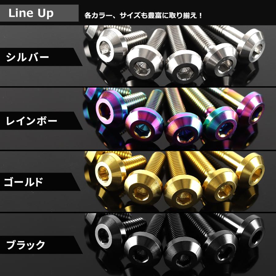 チタンボルト M6×20mm P1.0 テーパーヘッド 六角穴 ボタンボルト レインボー 1個 JA853 | TECHーMASTER | 03