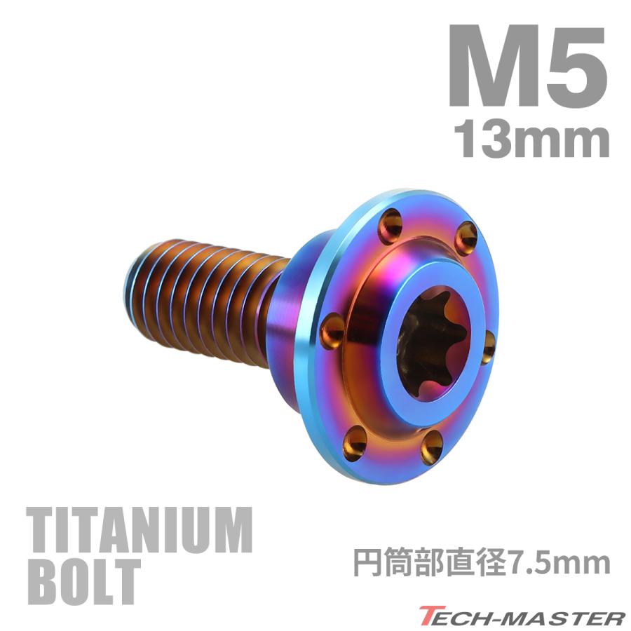 チタンボルト M5×13mm P0.8 円筒部直径7.5mm 段付きボルト