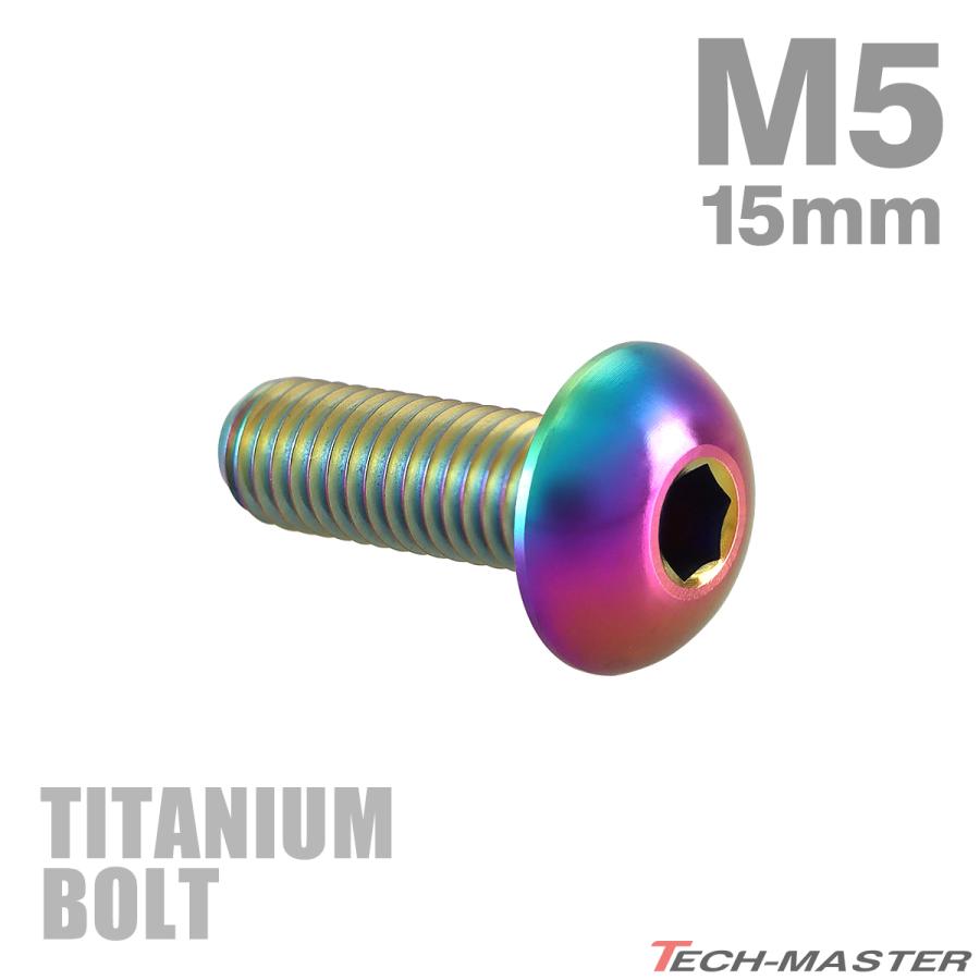 チタンボルト M5×15mm P0.8 トラスヘッド 六角穴付き チタンカラー レインボー 1個 JA895 | TECHーMASTER