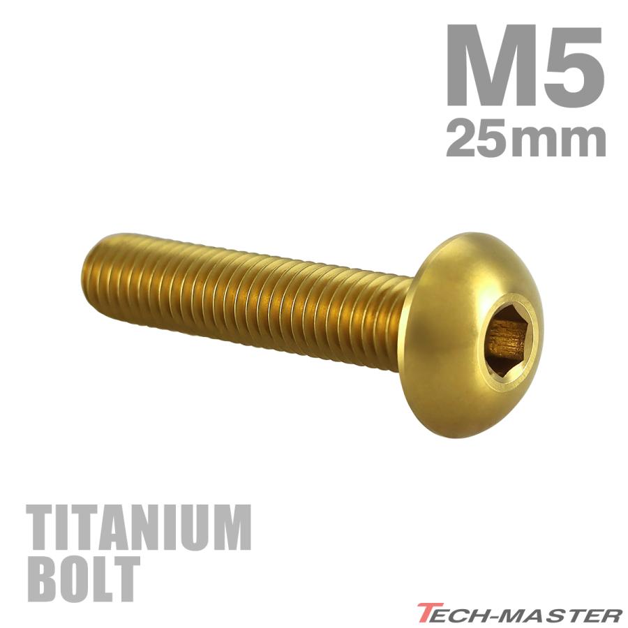チタンボルト M5×25mm P0.8 トラスヘッド 六角穴付き ゴールドカラー 1個 JA902 | TECHーMASTER