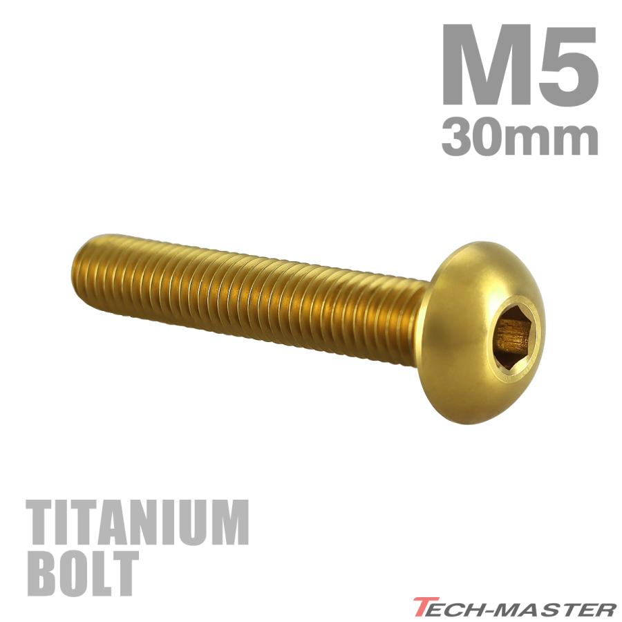 チタンボルト M5×30mm P0.8 トラスヘッド 六角穴付き ゴールド 1個 JA905 | TECHーMASTER