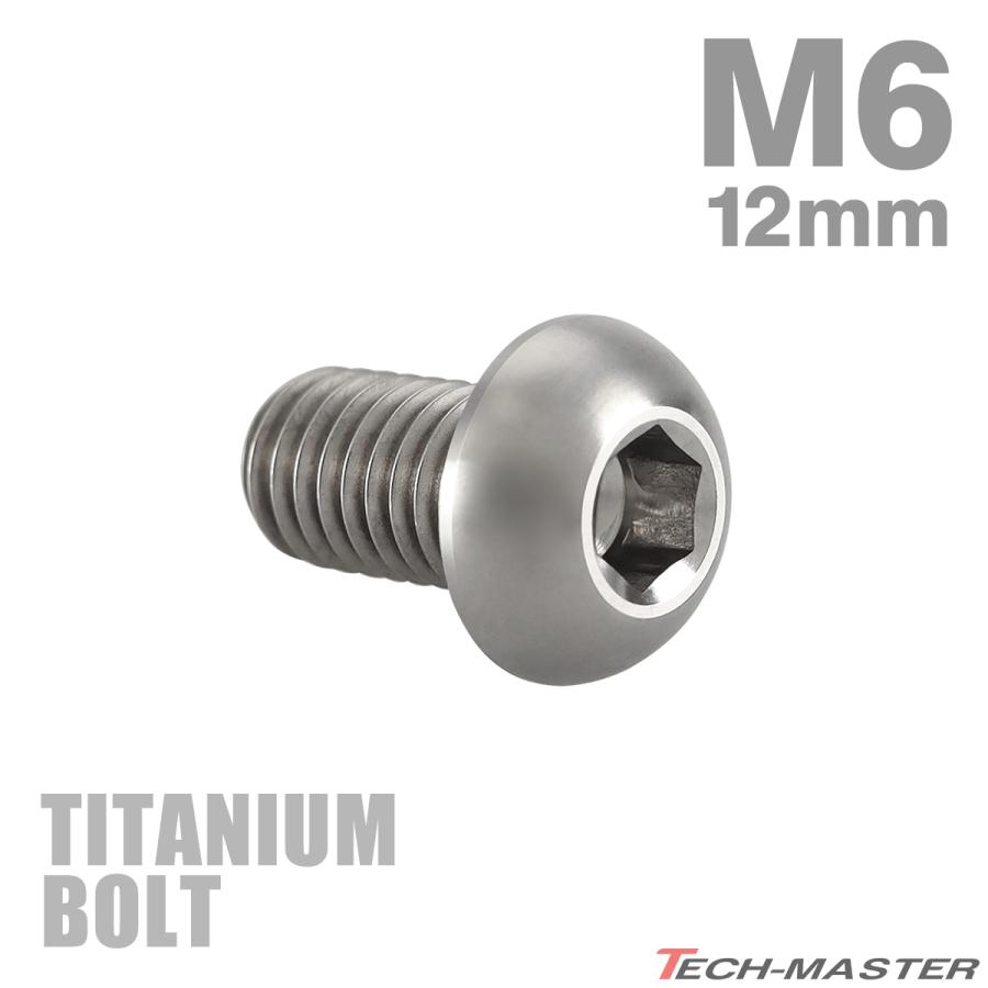 チタンボルト M6×12mm P1.0 トラスヘッド 六角穴付き ボタンボルト シルバーカラー 1個 JA906 | TECHーMASTER