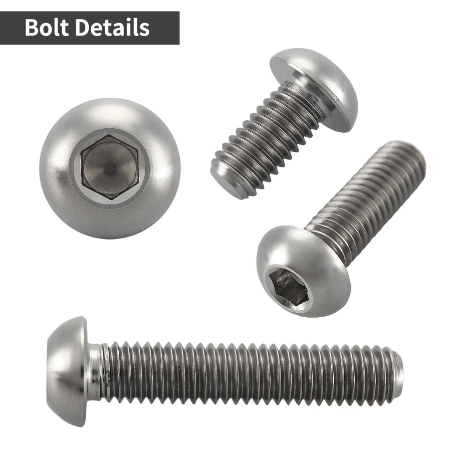 チタンボルト M6×12mm P1.0 トラスヘッド 六角穴付き ボタンボルト シルバーカラー 1個 JA906 | TECHーMASTER | 02