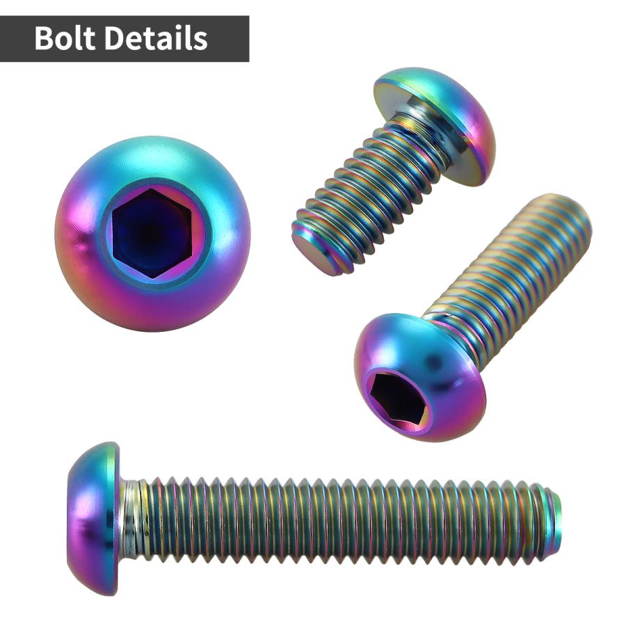 チタンボルト M6×12mm P1.0 トラスヘッド 六角穴付き ボタンボルト チタンカラー レインボー 1個 JA907 | TECHーMASTER | 02