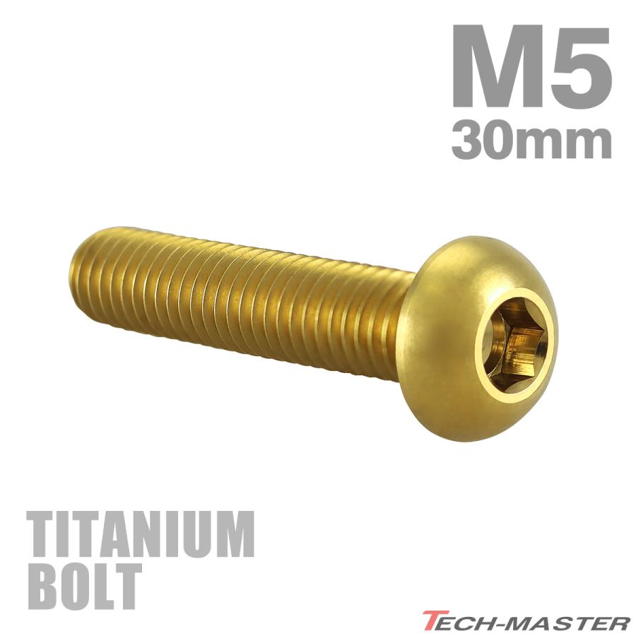 チタンボルト M6×30mm P1.0 トラスヘッド 六角穴付き ボタンボルト ゴールドカラー 1個 JA920 | TECHーMASTER