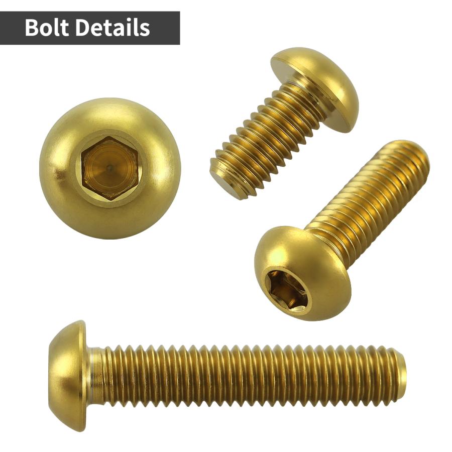 チタンボルト M6×30mm P1.0 トラスヘッド 六角穴付き ボタンボルト ゴールドカラー 1個 JA920 | TECHーMASTER | 02