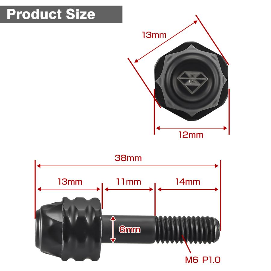 バイク ハンドル レバーボルト ピボットボルト Φ6×11mm M6 P1.0
